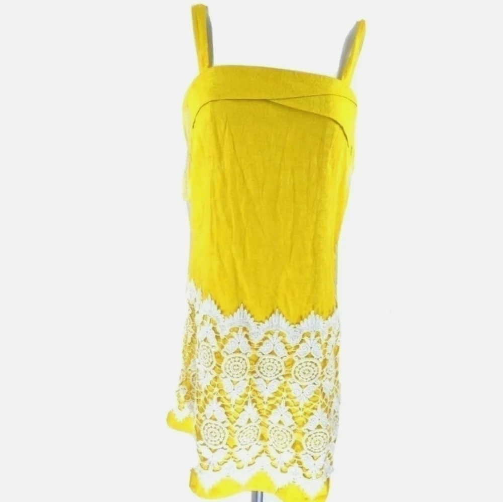 Floreat Anthropologie Yellow Cloud Lace Shift Dress